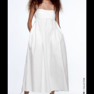 ZARA VOLUMINOUS MIDI DRESS with pockets